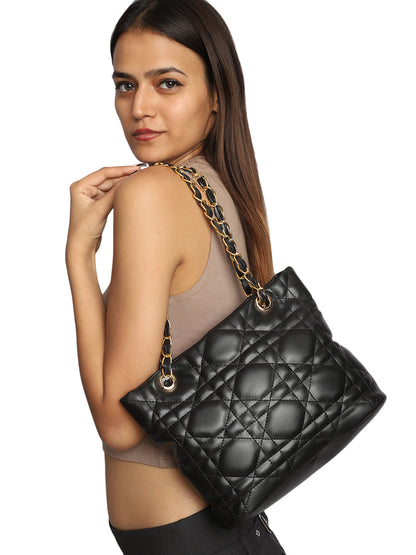 MINI WESST Black Solid Shoulder Bag(MWHB216BL)