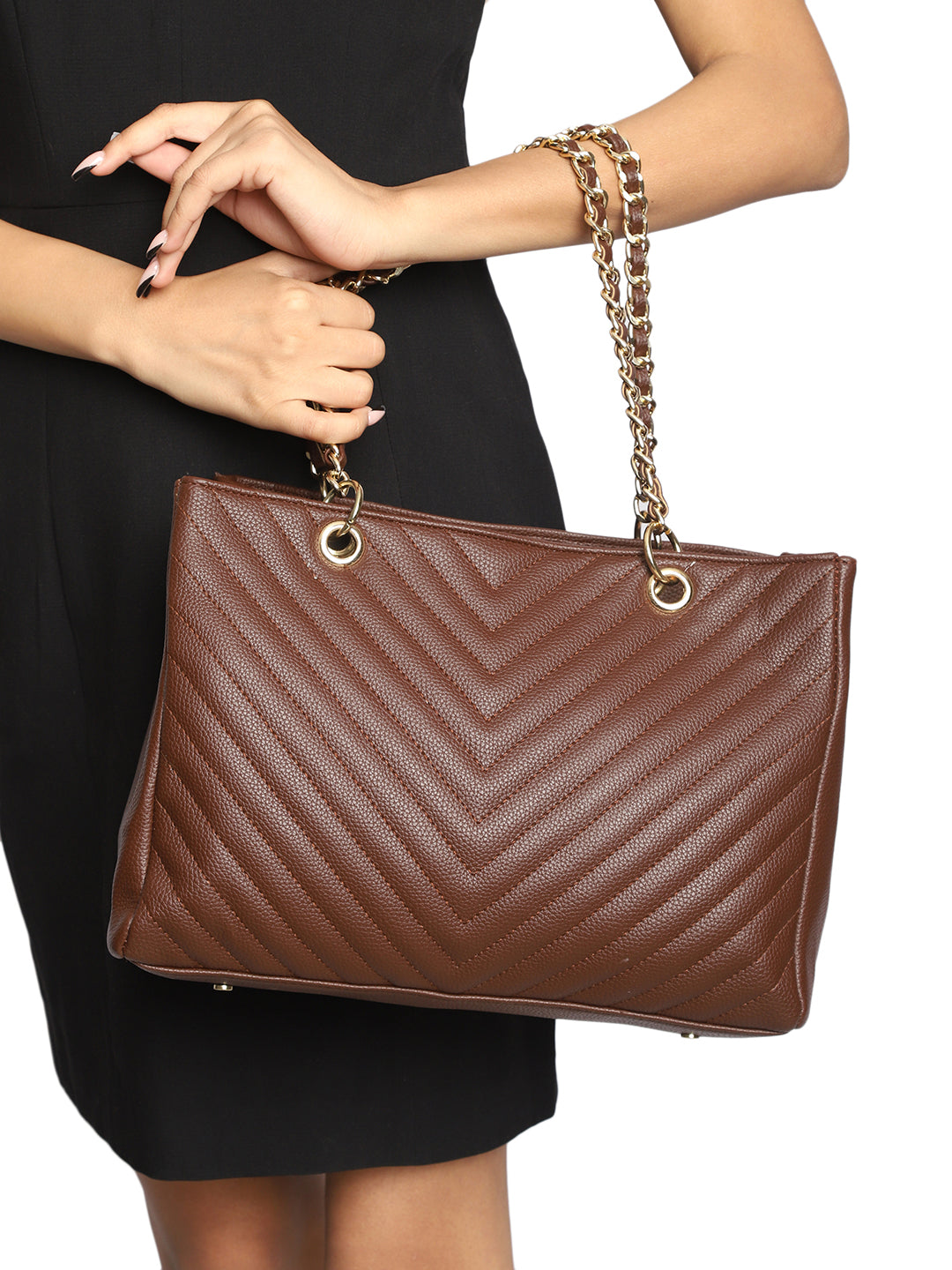 MINI WESST Brown Solid Handheld Bag(MWTB110BR)