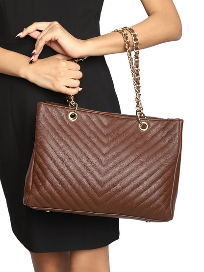MINI WESST Brown Solid Handheld Bag(MWTB110BR)