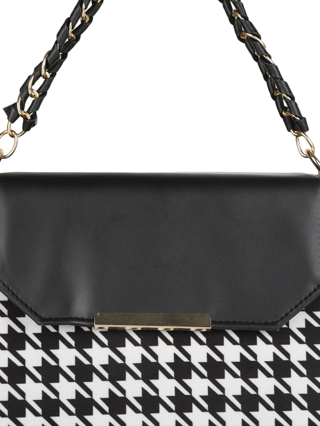 MINI WESST Black Casual Checked Handheld Bag(MWHB177PR)