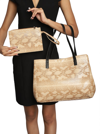 MINI WESST Beige Textured Tote Bag(MWTB102BE)