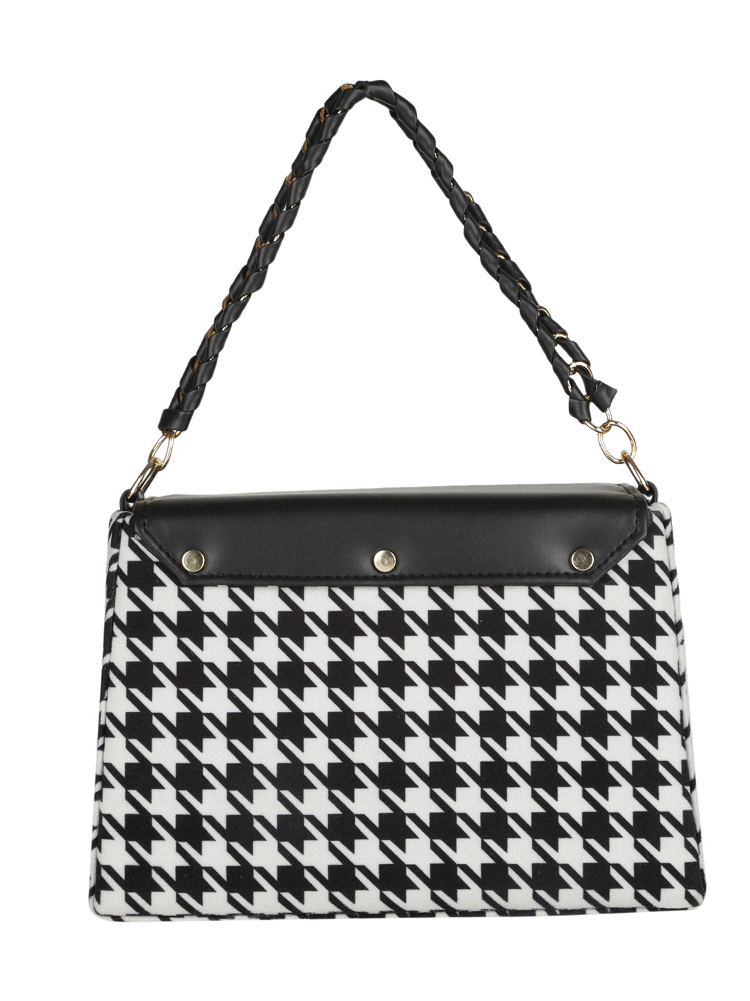 MINI WESST Black Casual Checked Handheld Bag(MWHB177PR)