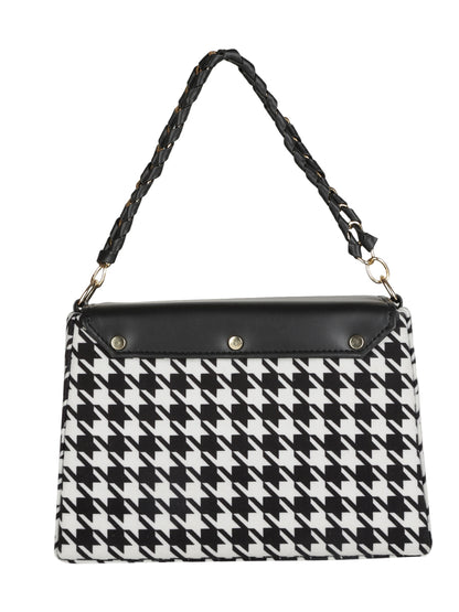 MINI WESST Black Casual Checked Handheld Bag(MWHB177PR)