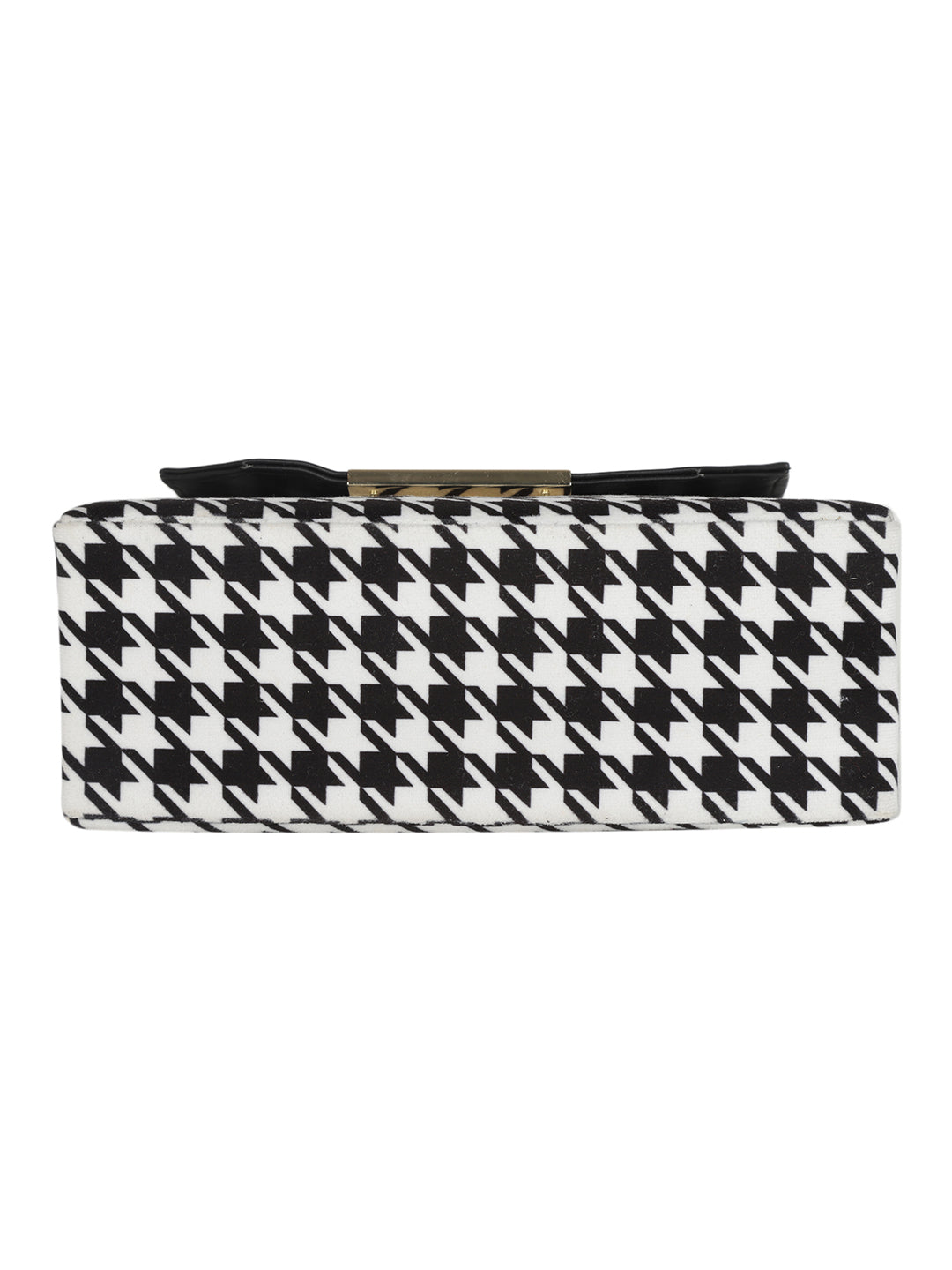 Black Casual Checked Handheld Bag