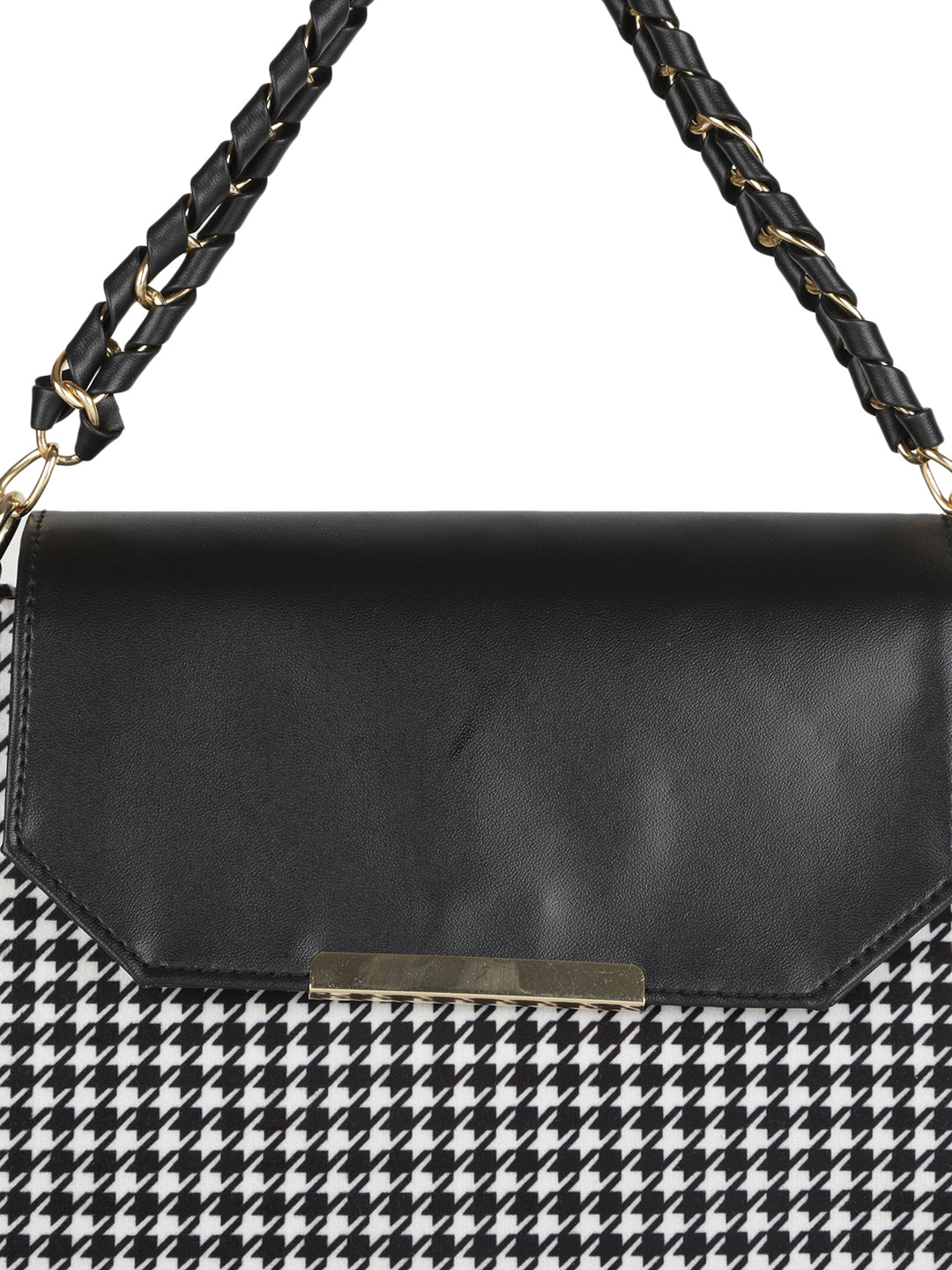 MINI WESST Black Casual Checked Handheld Bag(MWHB178PR)