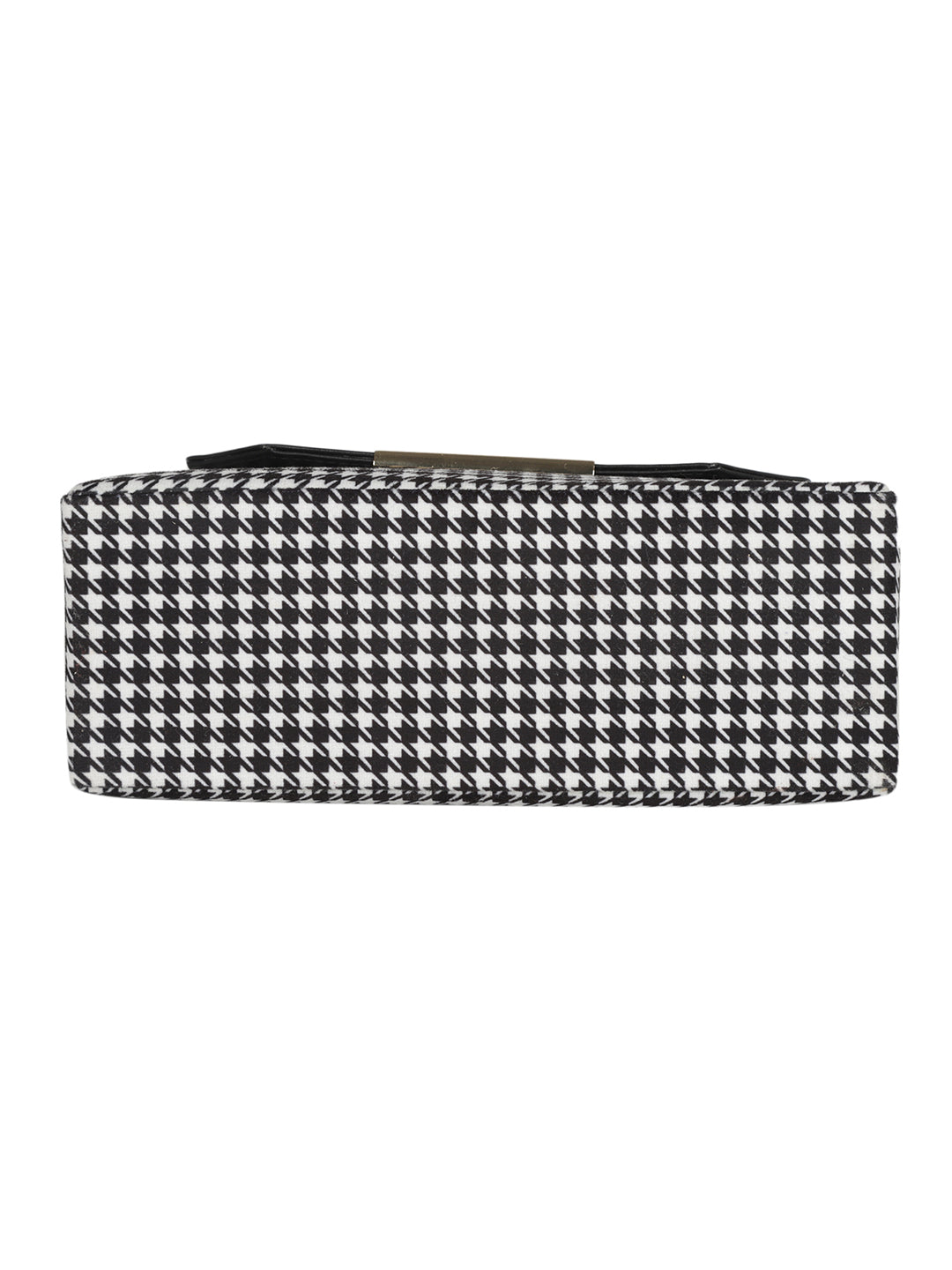 Black Casual Checked Handheld Bag