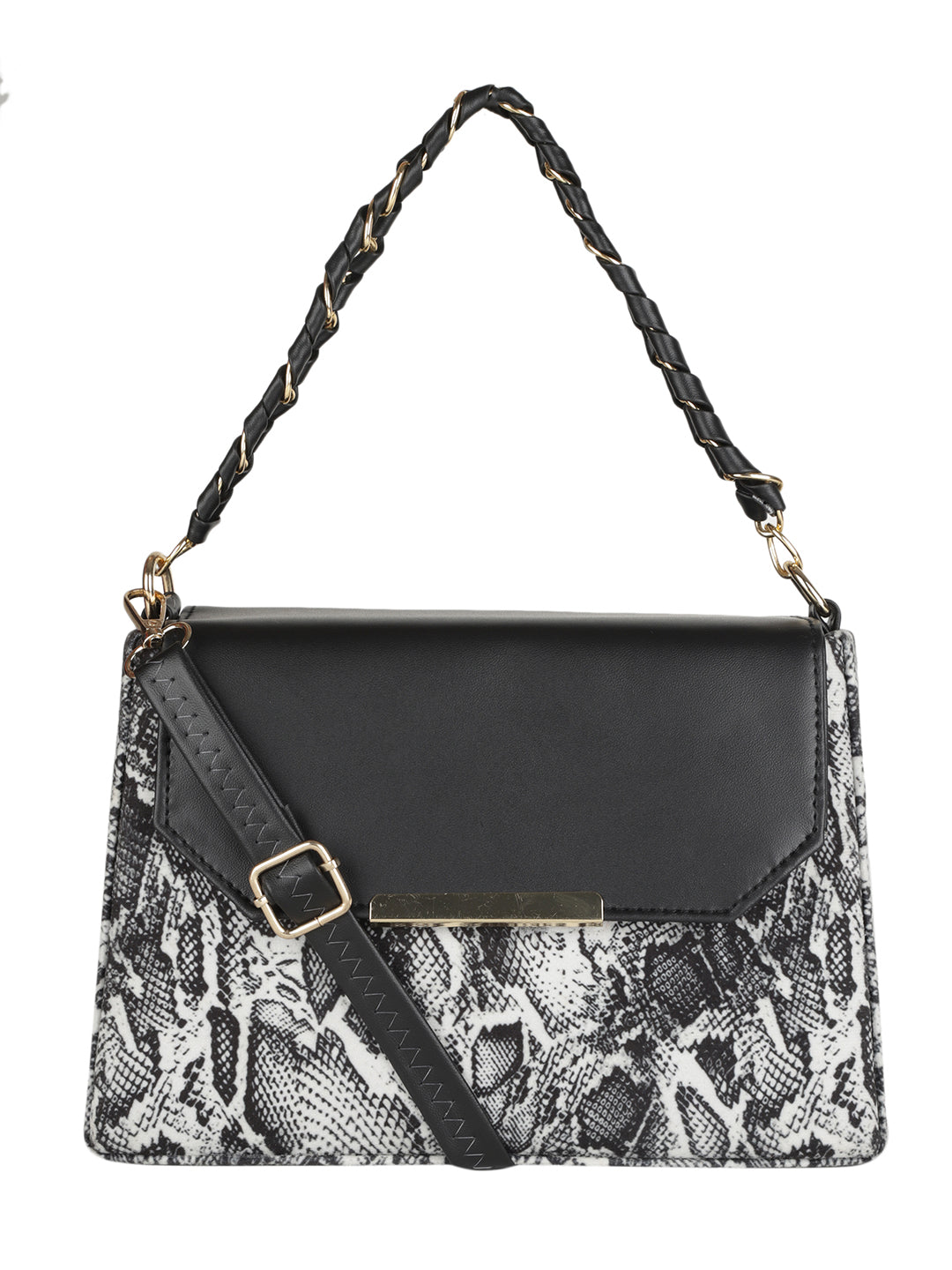 MINI WESST Black Casual Graphic Handheld Bag(MWHB180PR)