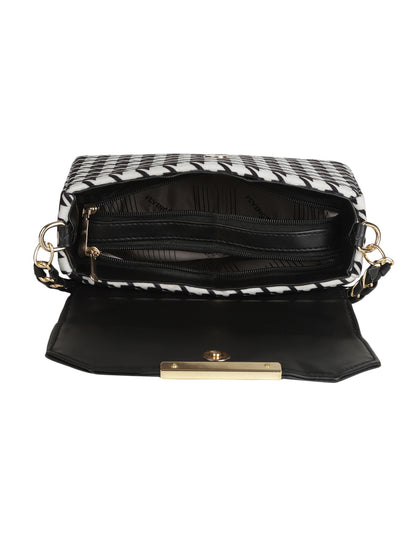 MINI WESST Black Casual Checked Handheld Bag(MWHB177PR)