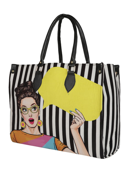 Quirky totes MINI WESST Multi Casual Graphic Tote Bag(MWTB063PR)