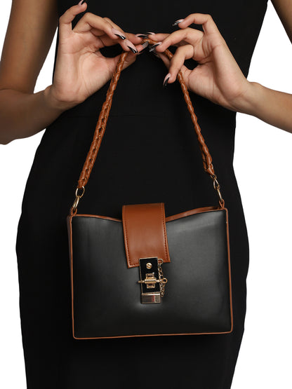 MINI WESST Black Solid Handheld Bag(MWHB215BLR)