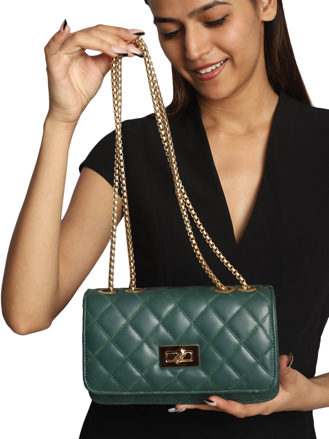 MINI WESST Green Solid Sling Bag(MWHB222GR)