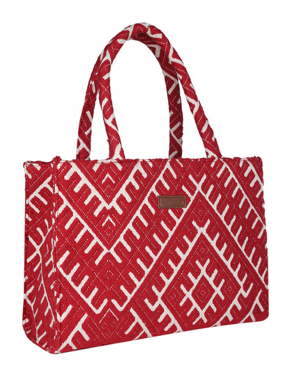 MINI WESST Red Graphic Tote Bag(MWTB117PR)