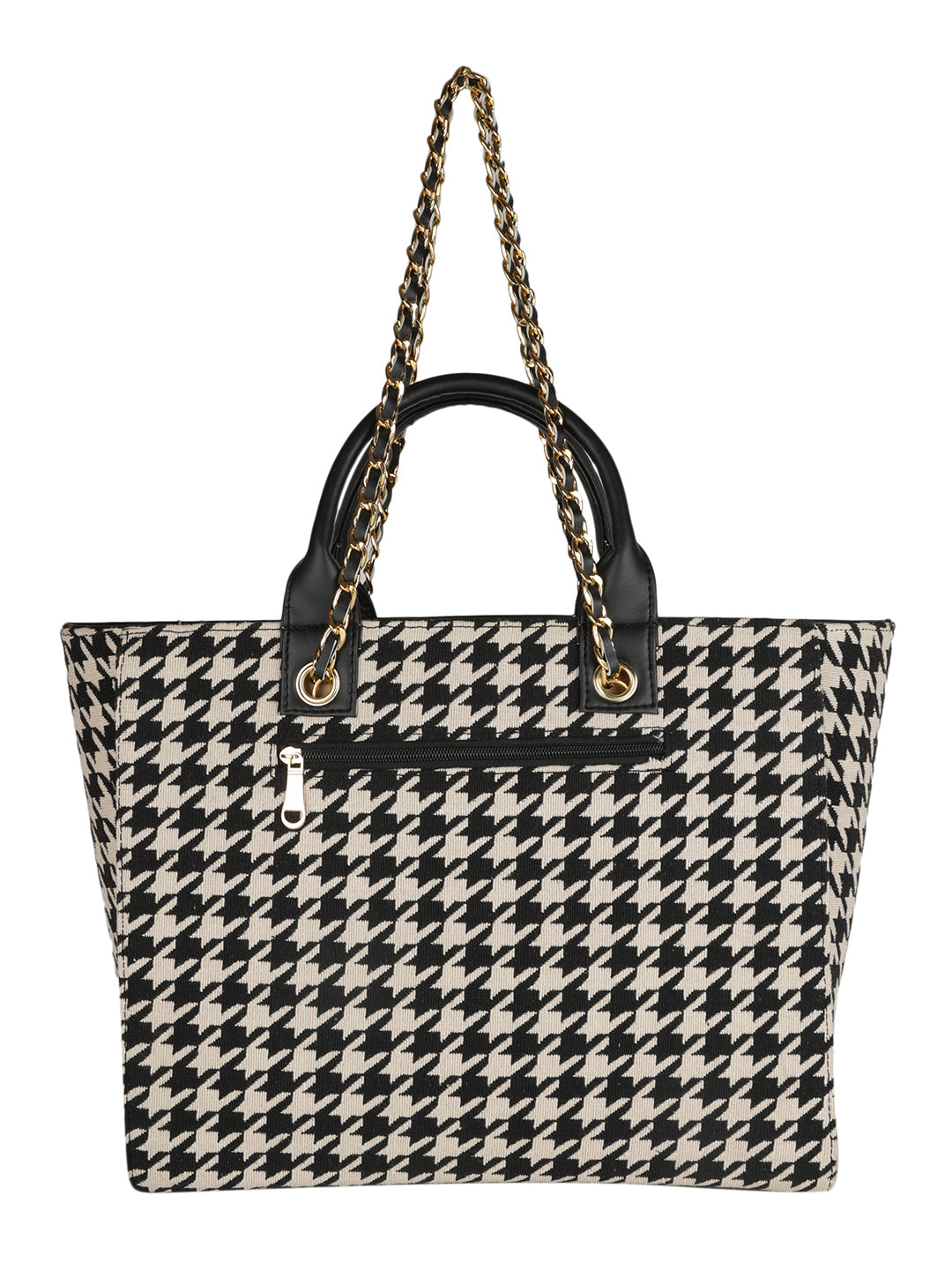 RIHANA TOTE HOUNDSTOOTH TOTE MINI WESST Black Casual Graphic Tote Bag(MWTB075PR)