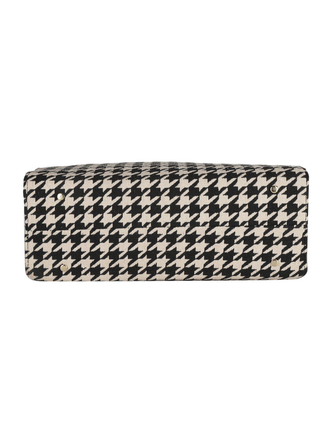 RIHANA TOTE HOUNDSTOOTH TOTE MINI WESST Black Casual Graphic Tote Bag(MWTB075PR)