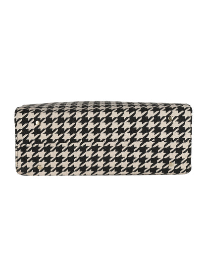RIHANA TOTE HOUNDSTOOTH TOTE MINI WESST Black Casual Graphic Tote Bag(MWTB075PR)