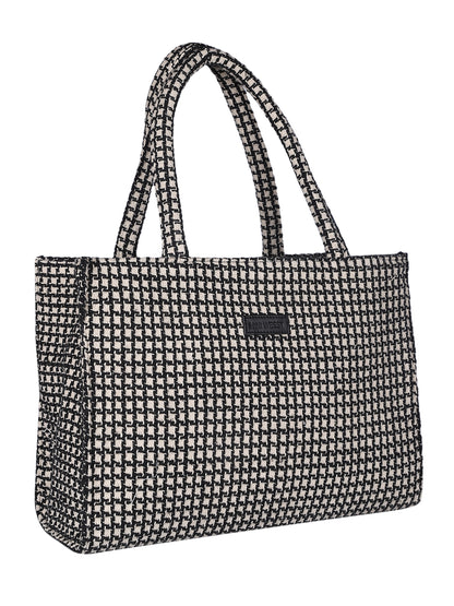 MINI WESST Black And White Graphic Tote Bag(MWTB118PR)