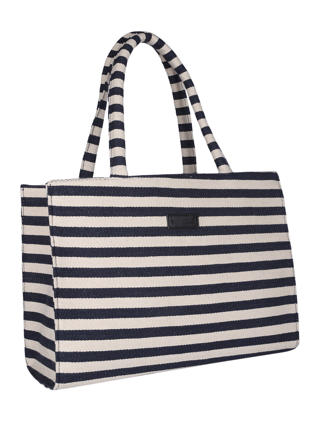 MINI WESST Black And White Graphic Tote Bag(MWTB122PR)