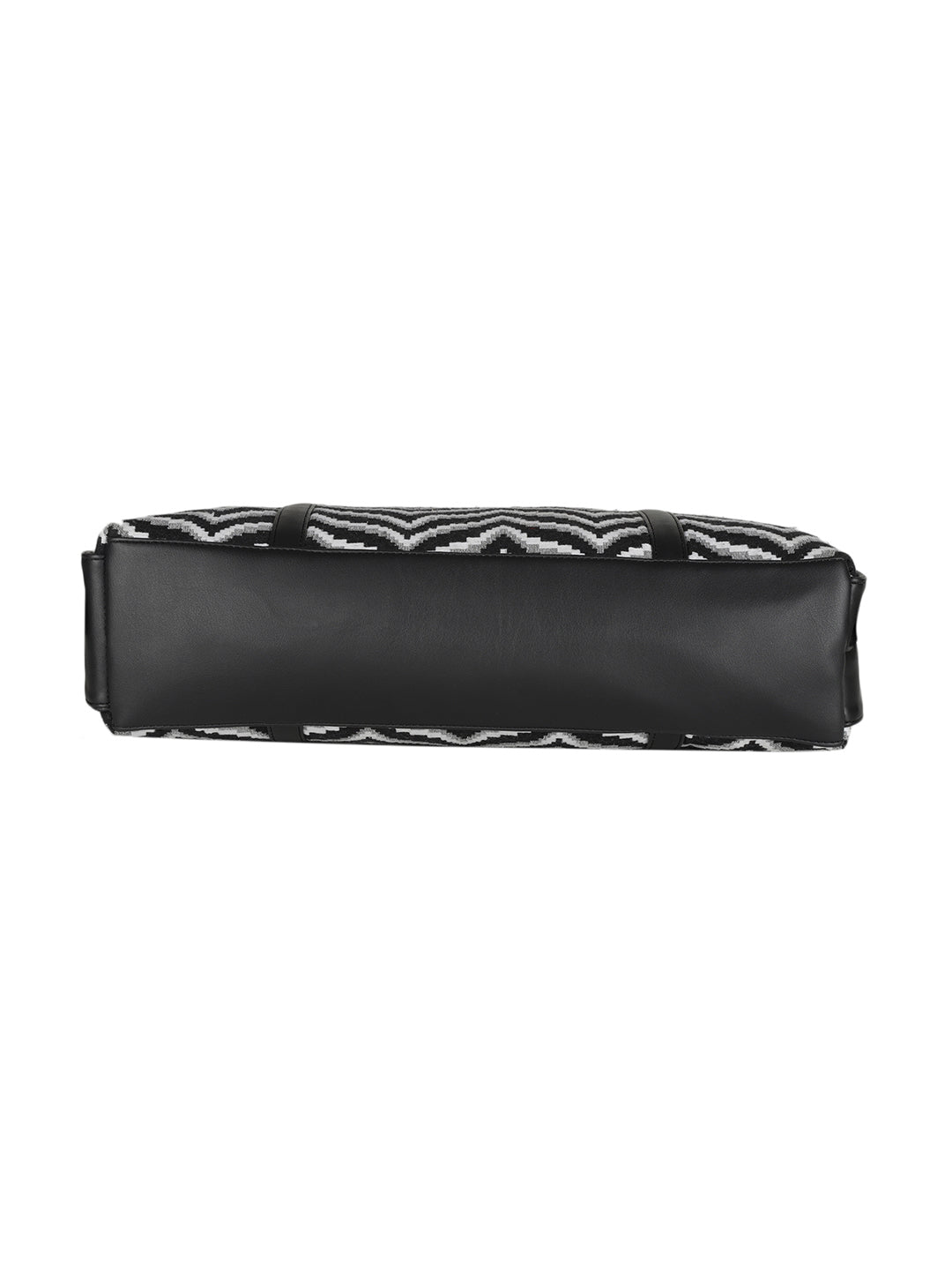 MINI WESST Black Casual Graphic Tote Bag(MWTB073PR)