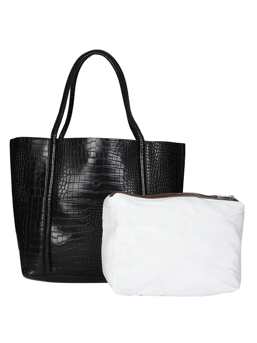 Castle Black Tote Bag With Pouch