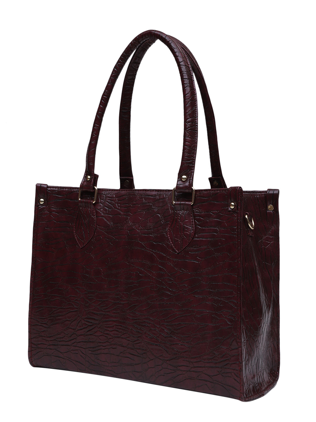 MINI WESST KAREN BAGS Maroon Casual Textured Tote Bag(MWTB083MR)