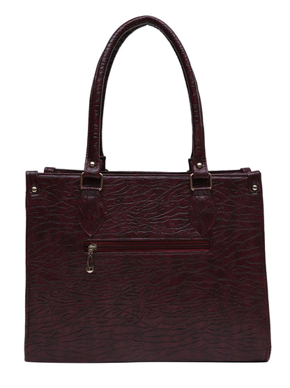 MINI WESST KAREN BAGS Maroon Casual Textured Tote Bag(MWTB083MR)