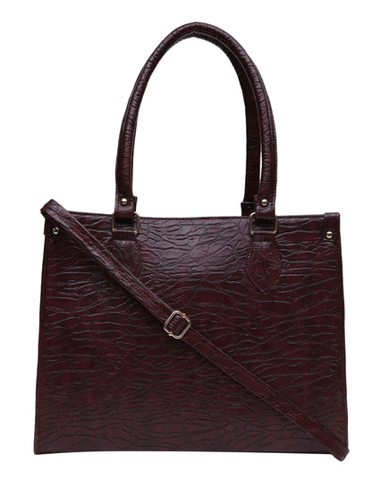 MINI WESST KAREN BAGS Maroon Casual Textured Tote Bag(MWTB083MR)