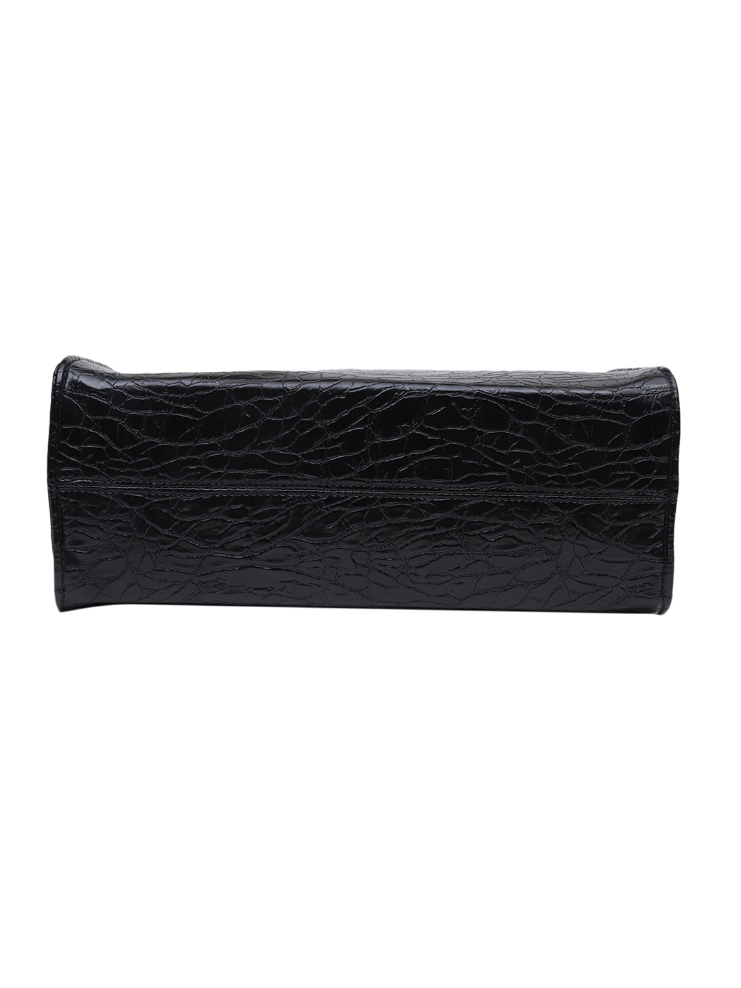 MINI WESST KAREN BAG Black Casual Textured Tote Bag(MWTB082BL)