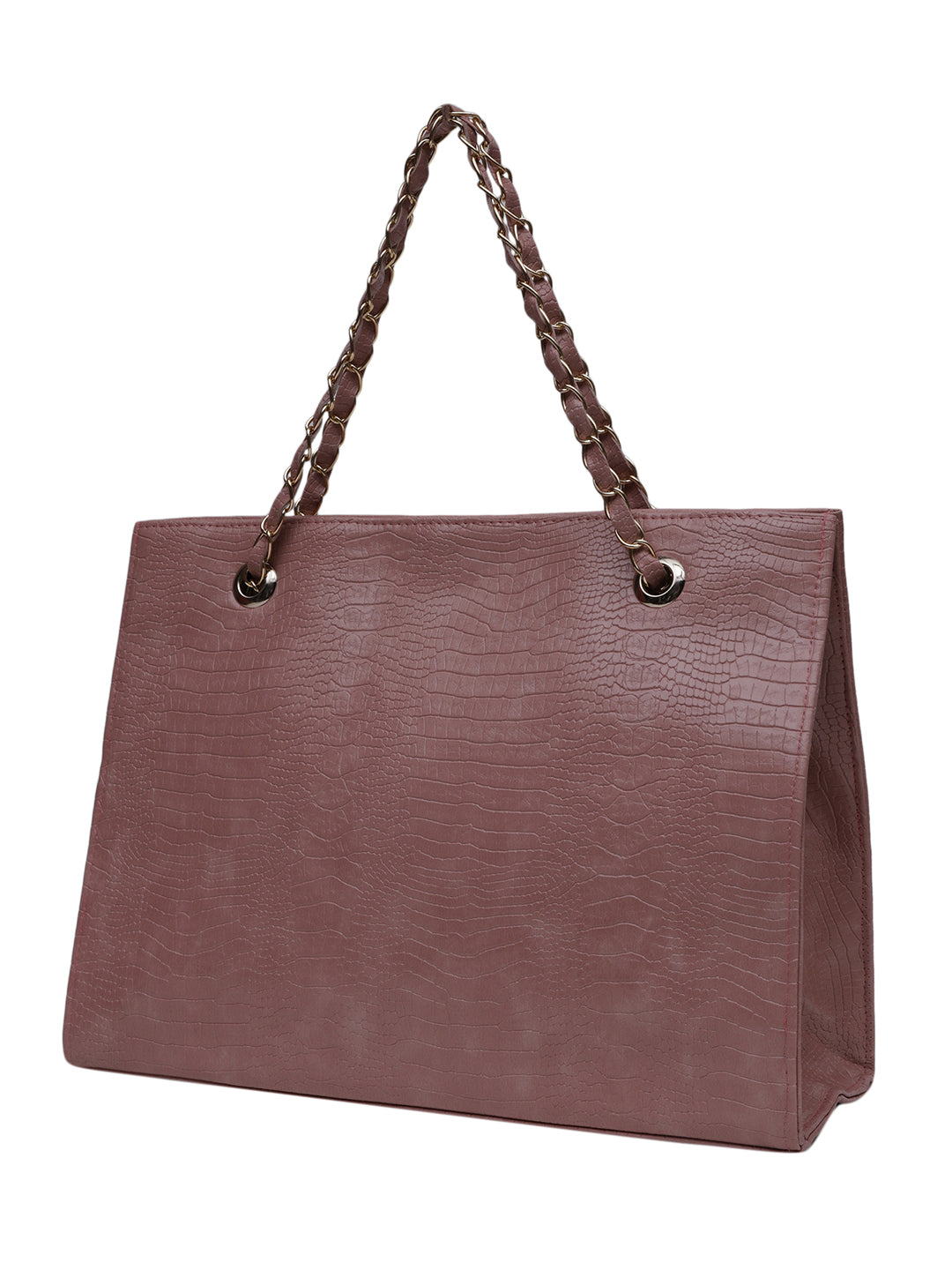 MINI WESST Pink Casual Textured Tote Bag(MWTB080PK)