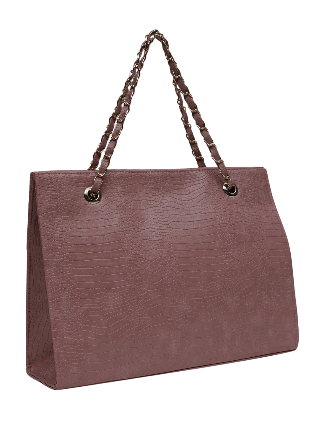 MINI WESST Pink Casual Textured Tote Bag(MWTB080PK)