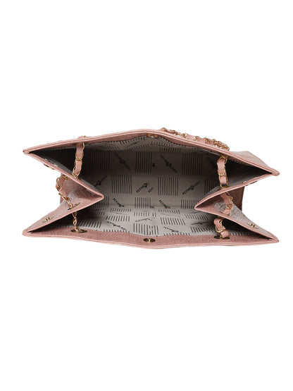 MINI WESST Pink Casual Textured Tote Bag(MWTB080PK)