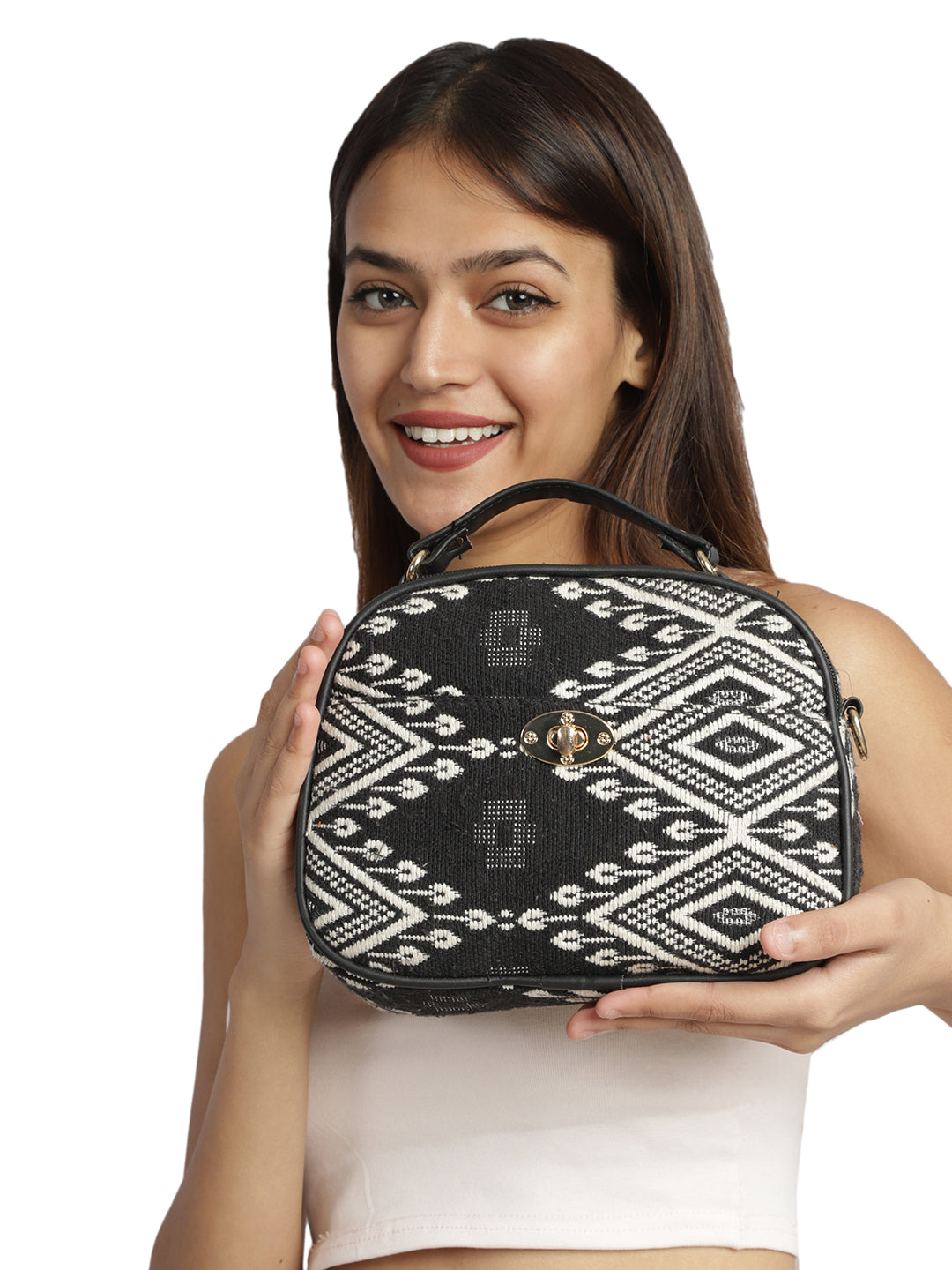 EMILY SLING Black Casual Abstract Handheld BAG