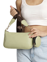 Casual Solid Sling Bag with Round Pouch