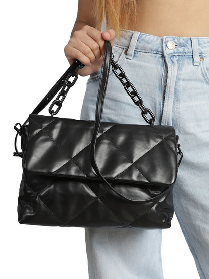 MINI WESST Black Casual Solid Sling Bag(MWHB154BL)