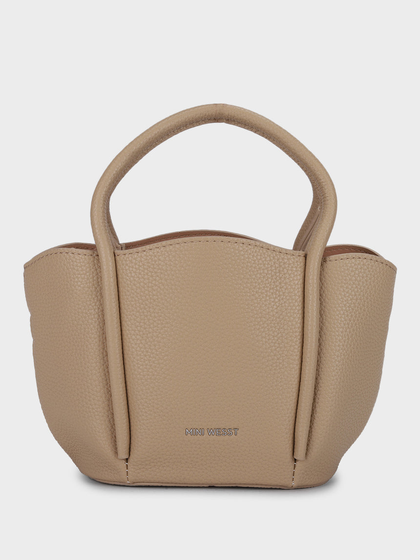 Barbara Beige Bucket Handbag
