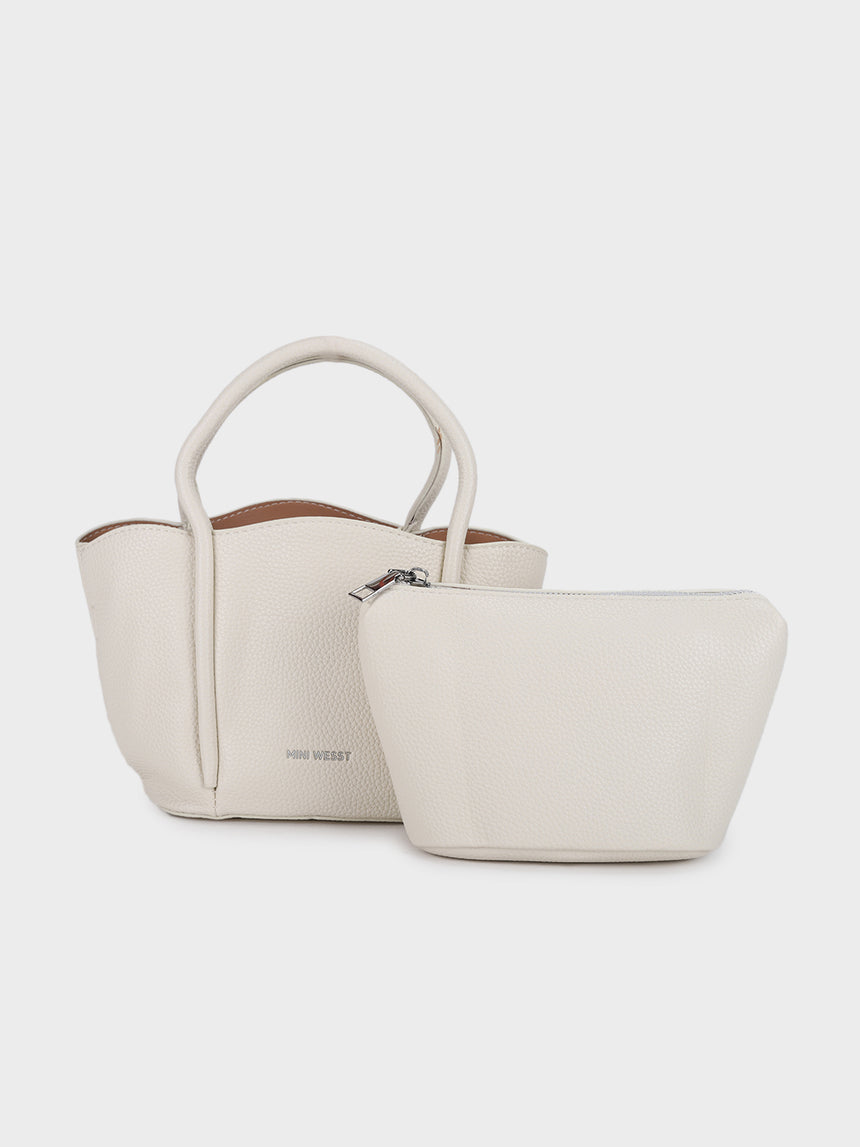 Barbara White Bucket Handbag