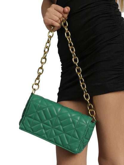 MINI WESST Green Casual Solid Shoulder Bag(MWHB144GR)