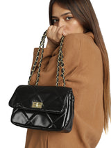 Black Casual Solid Sling Bag