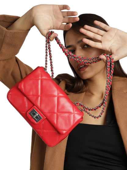 MINI WESST Red Casual Solid Sling Bag(MWHB137RD)