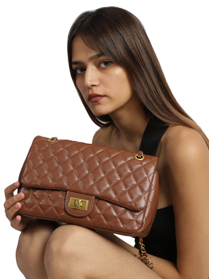 MINI WESST Brown Casual Solid Sling Bag(MWHB159BR)