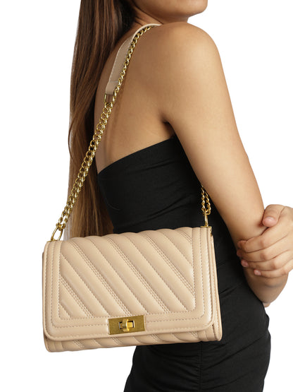 MINI WESST Beige Casual Solid Sling Bag(MWHB166BE)