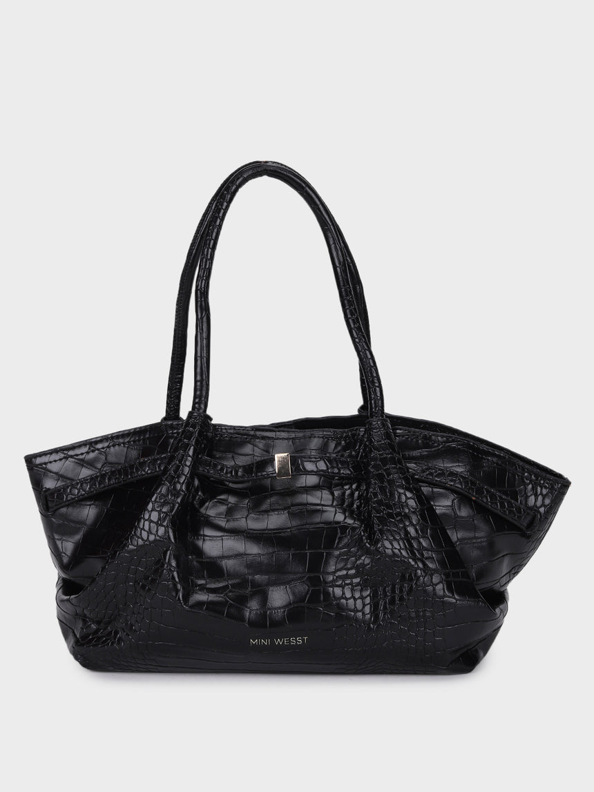 Black Hana Croco Totebag