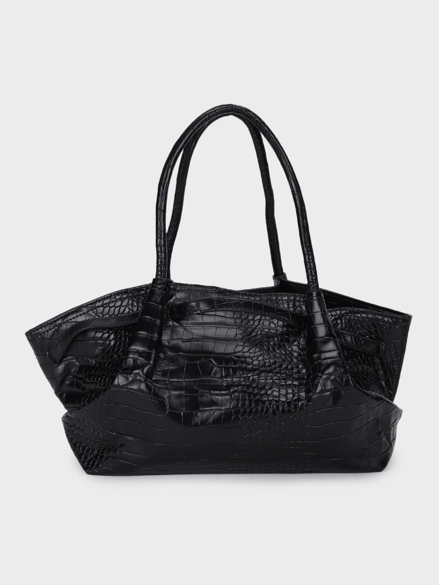 Black Hana Croco Totebag