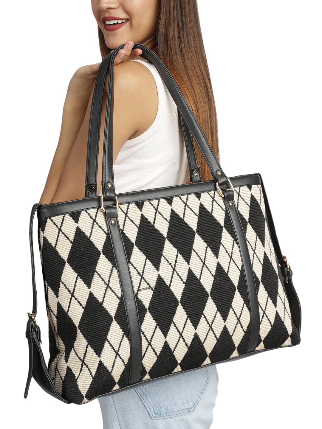 MINI WESST Beige Casual Graphic Tote Bag(MWTB071PR)