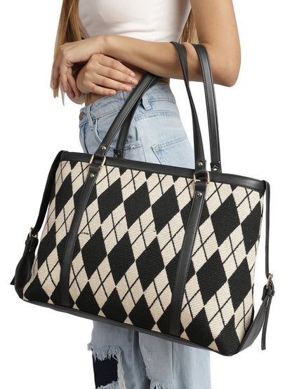 MINI WESST Beige Casual Graphic Tote Bag(MWTB071PR)