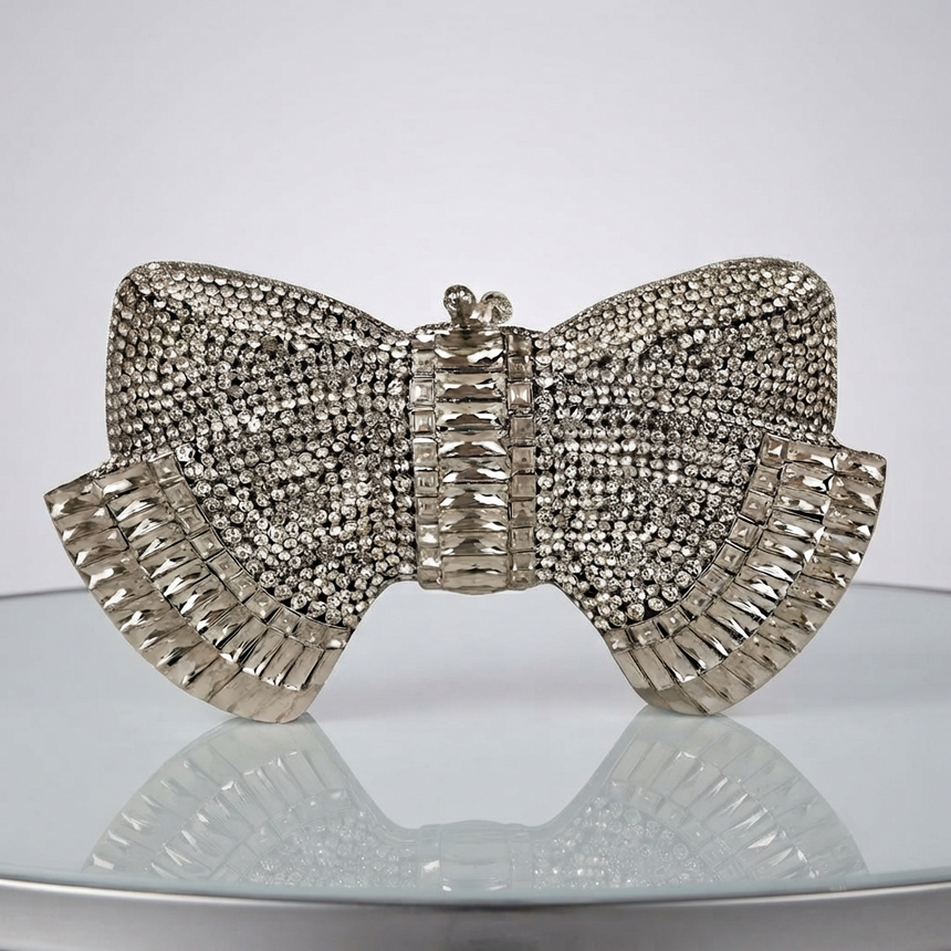 Bow Silver Clutch