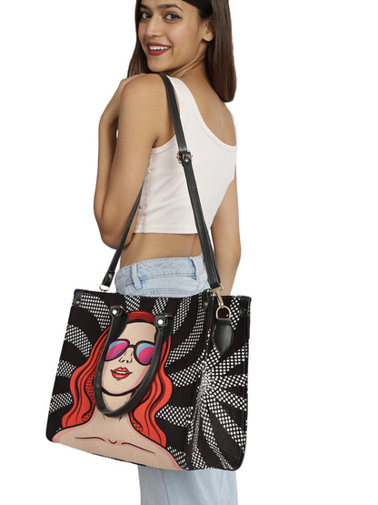 Quirky totes MINI WESST Multi Casual Graphic Tote Bag(MWTB066PR)
