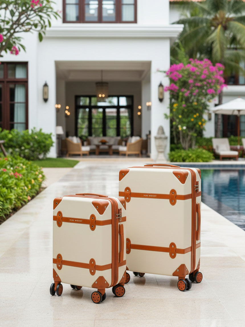 Emily In Paris Beige Set Of Small & Large Luggage