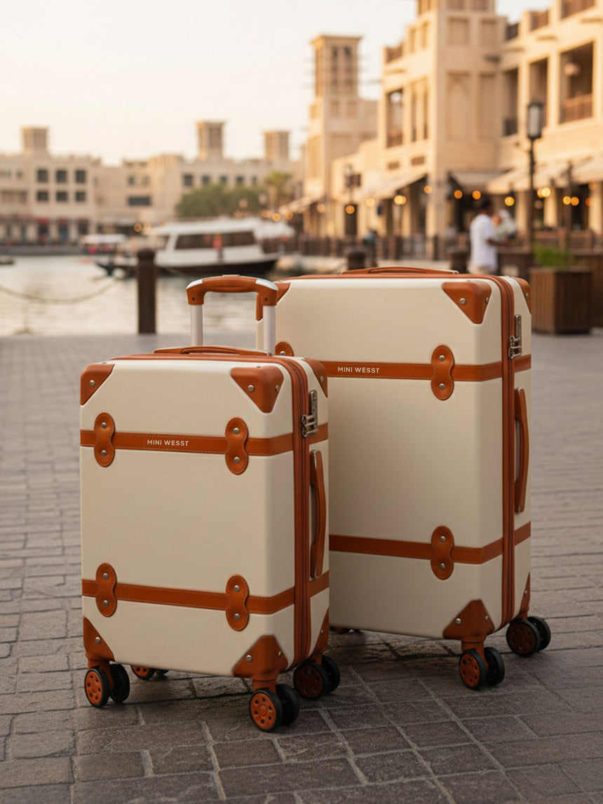 Emily In Paris Beige Set Of Small & Large Luggage
