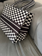 Multi Color chequered tote bag