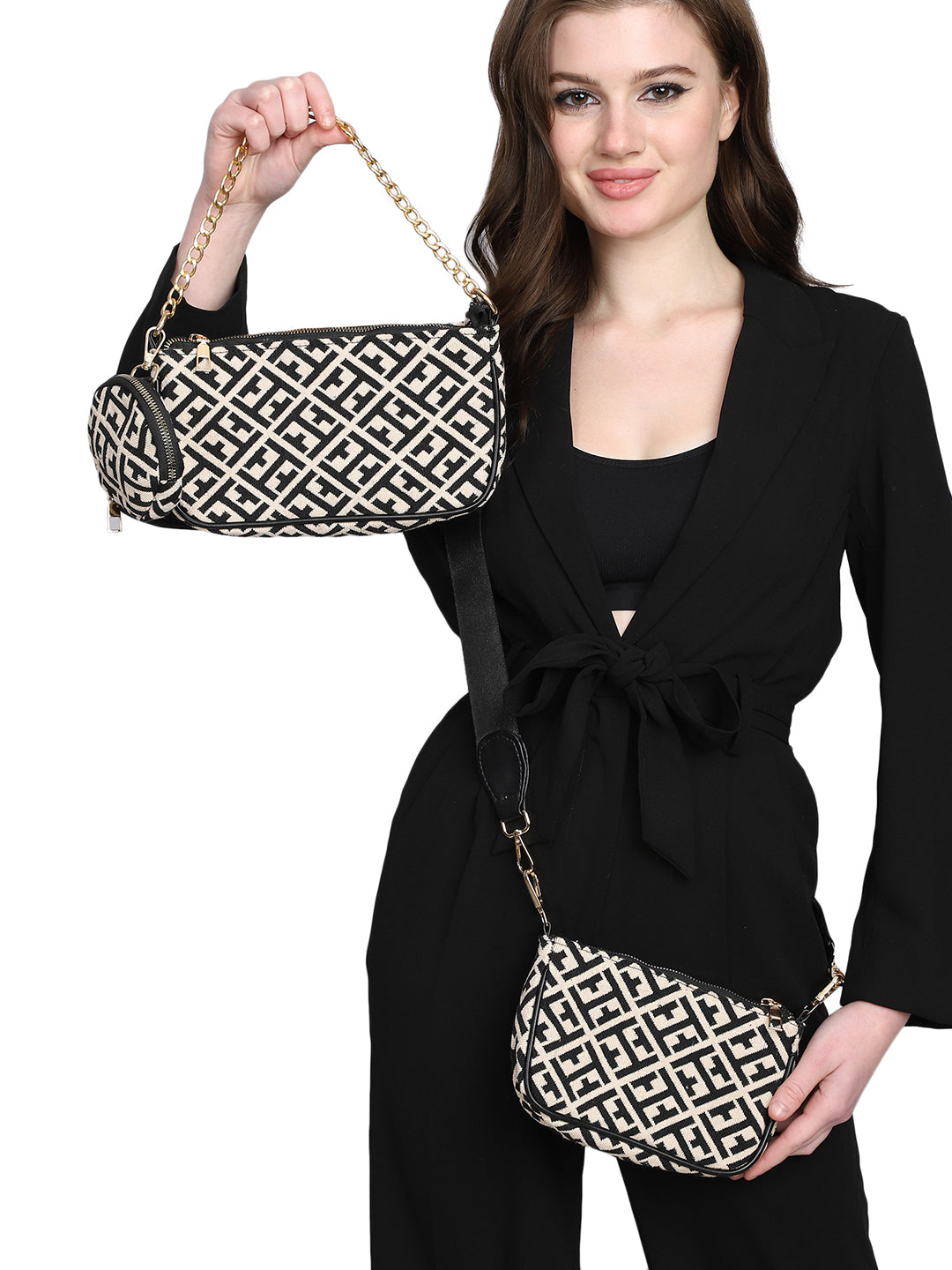 Women's Printed Shoulder & Sling Bag Both